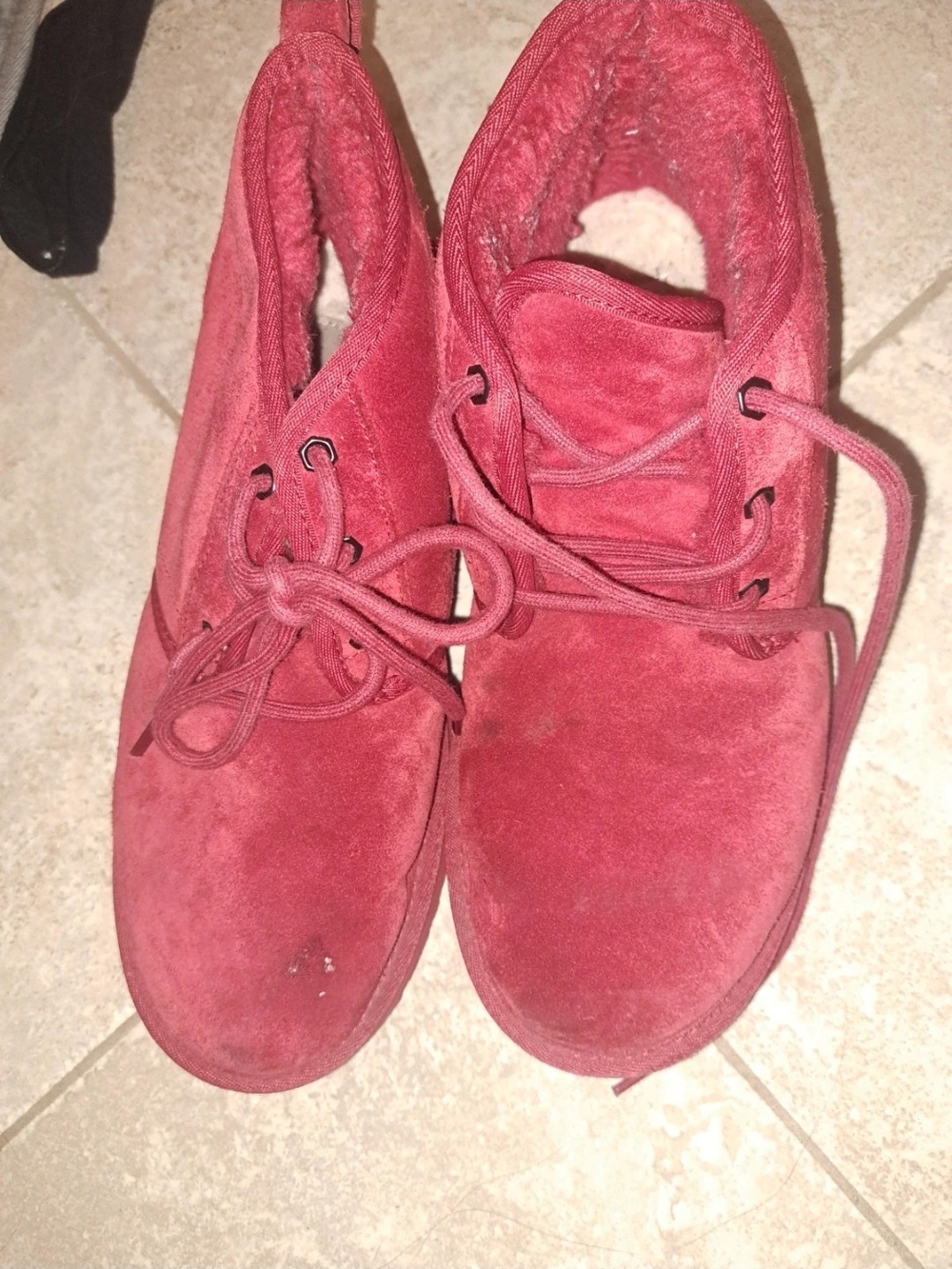 UGG MENS Red Suede Lace-Up Boots